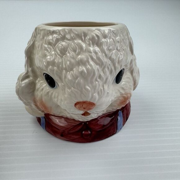 Vintage Dalton Bunny Cookie Jar Ceramic Rabbit in Hat Bow Farmhouse Easter Decor - Picture 8 of 13